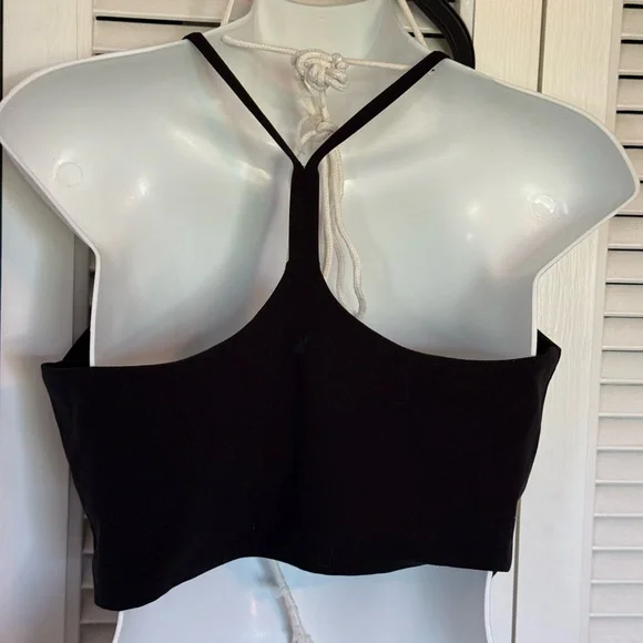 CycleBar Glyder Black Sports bra with blue Logo - Picture 2 of 3